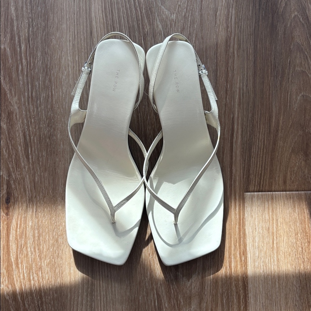 The Row Constance White Leather Sandals